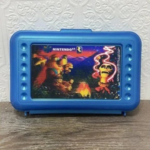 1998 Banjo-Kazooie 64 NINTENDO PENCIL CASE NEWELL RARE 3D HOLOGRAM RAREWARE Blue